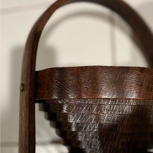 Handmade Collapsible Wooden Fruit Basket / Trivet Round Shape Vintage